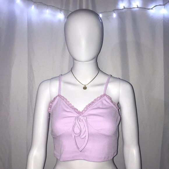 Purple Lace Trim Crop Cami Top - Picture 1 of 3